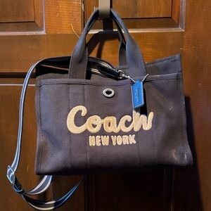 Coach Black Canvas Tote with Gold Logo